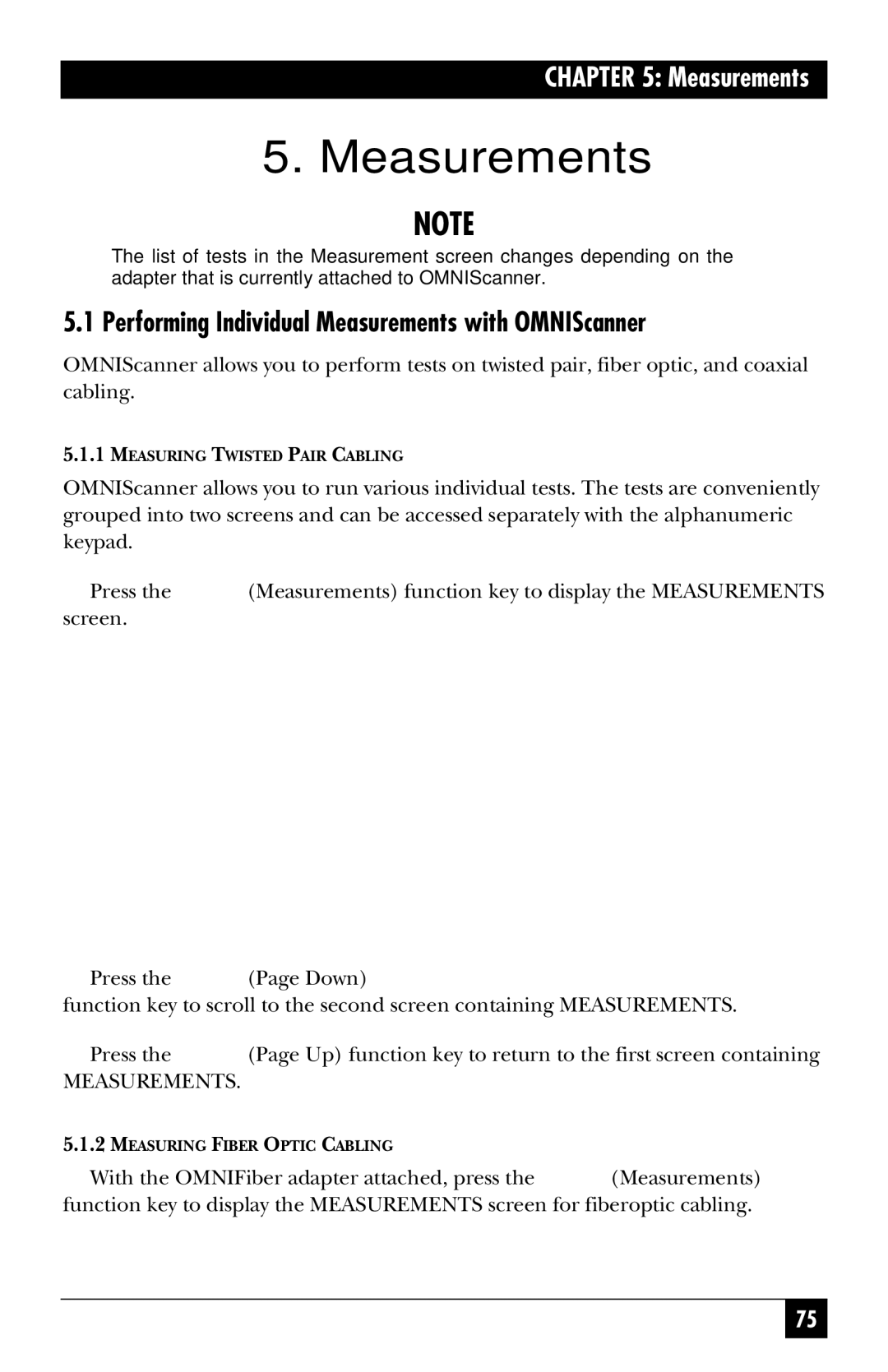 Black Box TS1000A-R5, TS1003A, TS1002A manual Performing Individual Measurements with OMNIScanner 