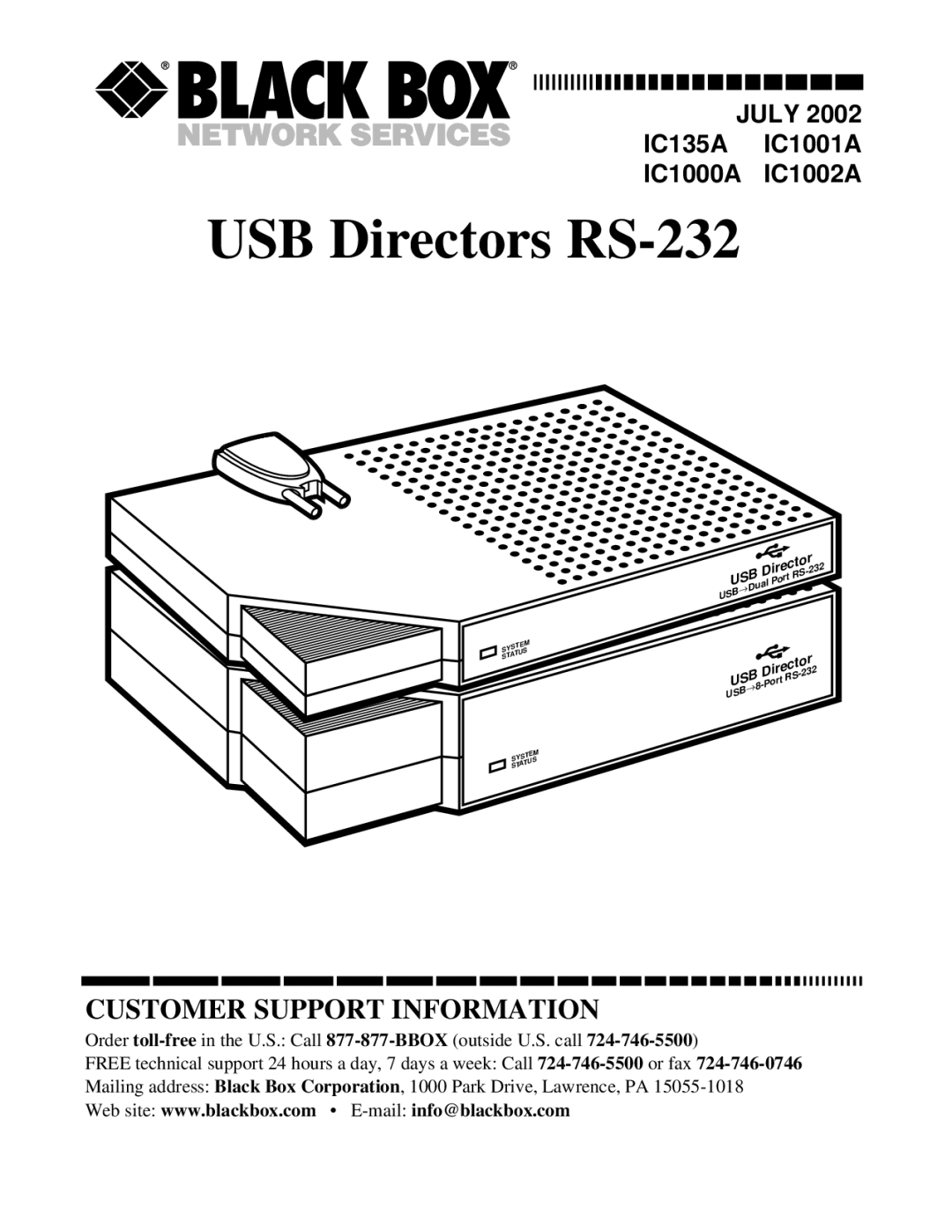 Black Box IC135A, IC1002A, IC1001A, IC1000A manual USB Directors RS-232 