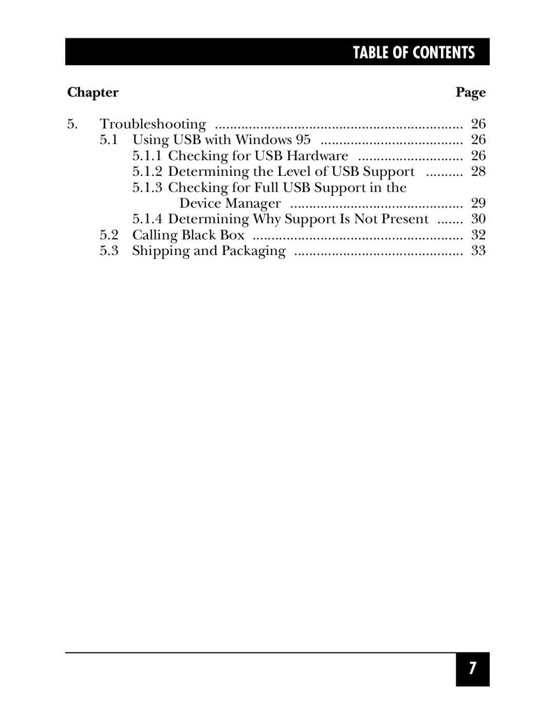 Black Box IC1001A, USB Directors RS-232, IC135A, IC1002A, IC1000A manual Table of Contents 