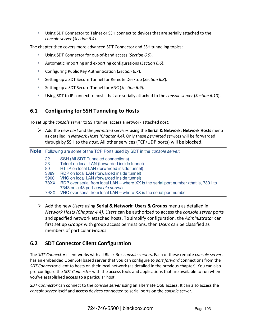 Black Box LES1408A, LES1332A, LES144BA, LES1416A Configuring for SSH Tunneling to Hosts, SDT Connector Client Configuration 