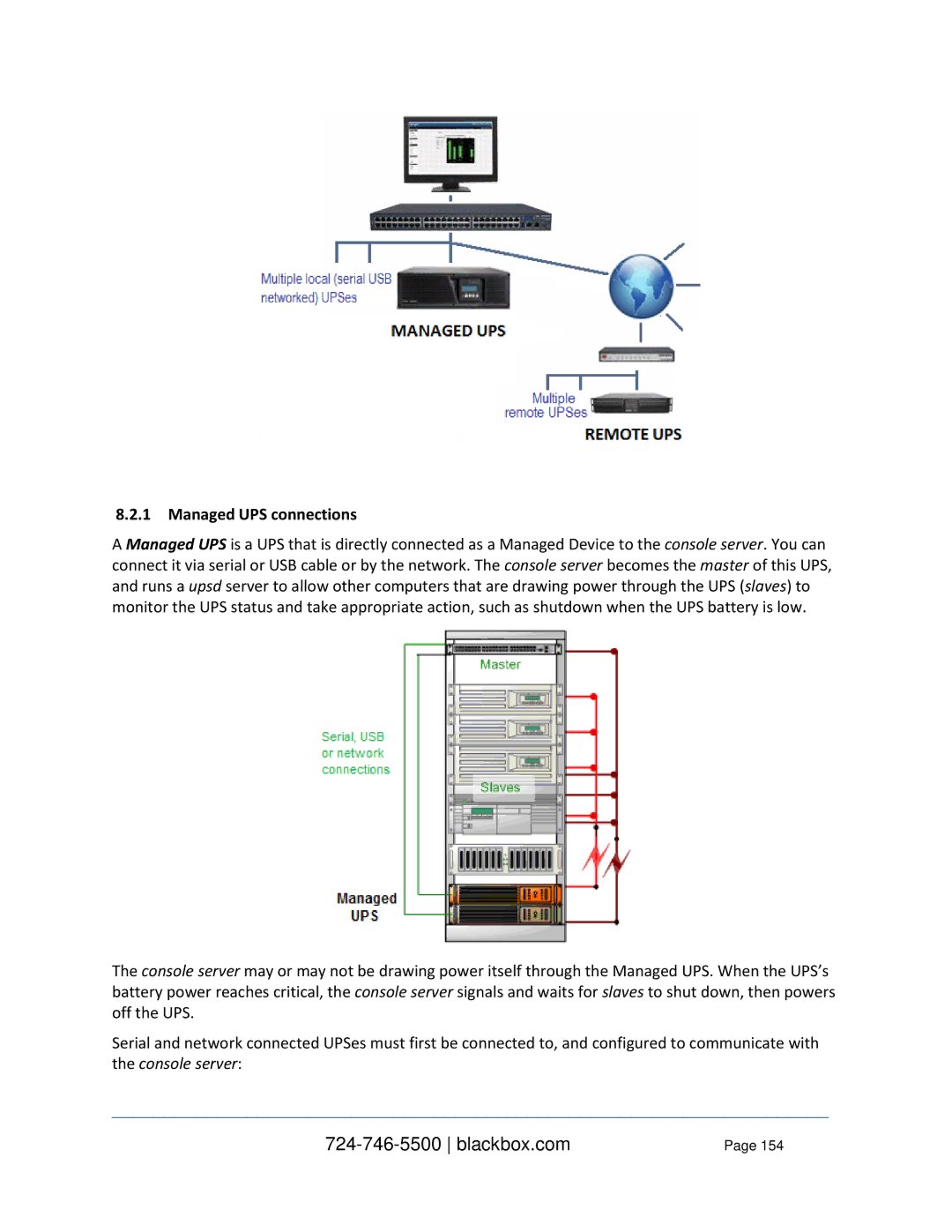 Black Box LES1408A, LES1332A, LES144BA, LES1416A, LES1348A, LES1432A, LES1316A, LES1308A, LES1232A Managed UPS connections 