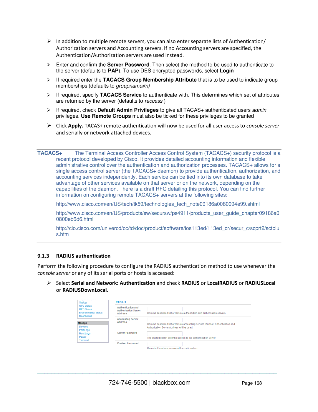 Black Box LES1216A-R2, LES1332A, LES1408A, LES144BA, LES1416A, LES1348A, LES1432A, LES1316A, LES1308A Radius authentication 