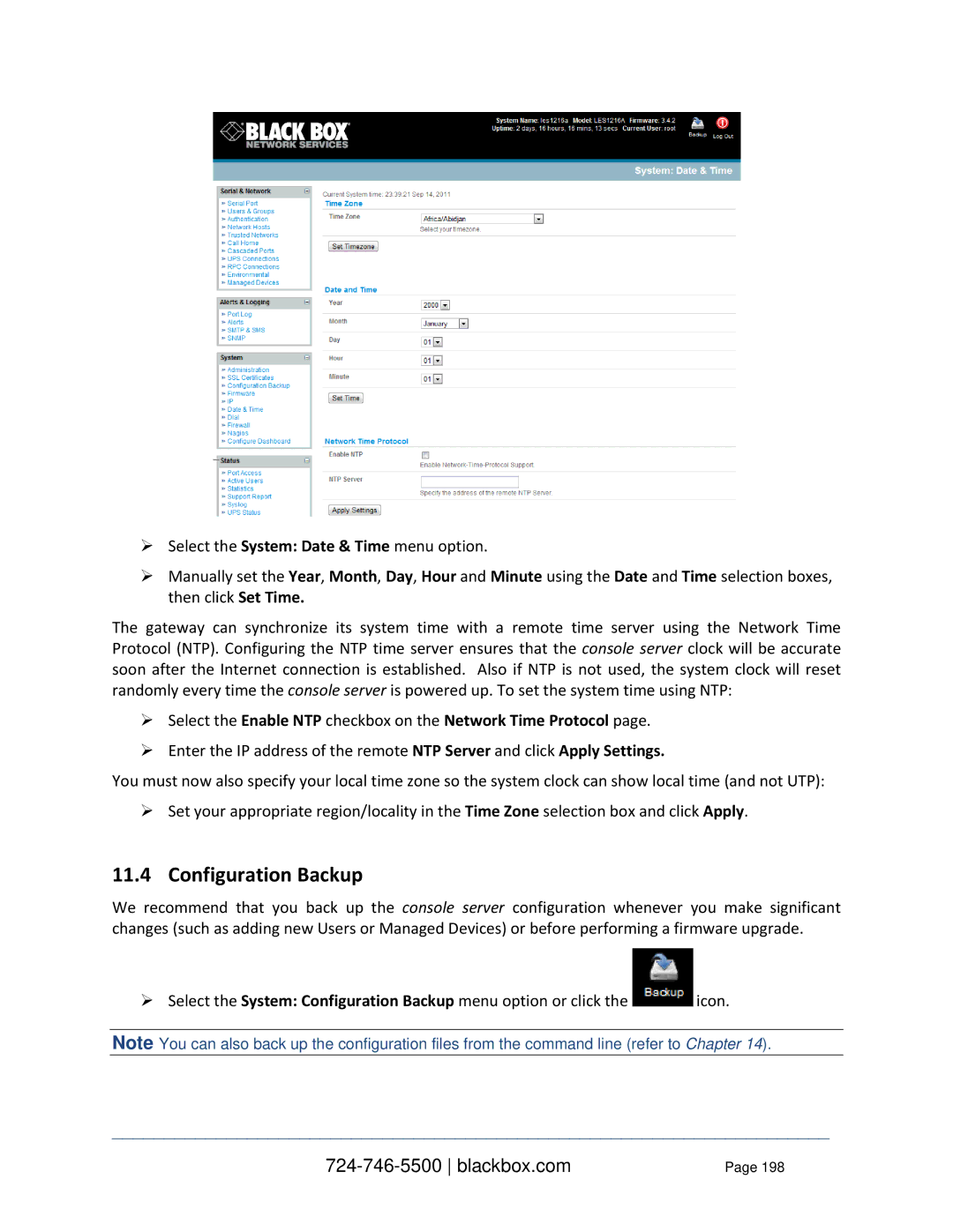 Black Box LES114BA, LES1332A, LES1408A, LES144BA, LES1416A, LES1348A, LES1432A, LES1316A, LES1308A, LES1232A Configuration Backup 