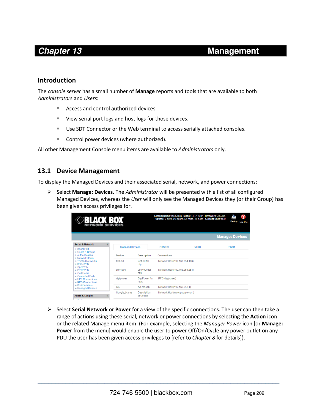 Black Box LES1432A, LES1332A, LES1408A, LES144BA, LES1416A, LES1348A, LES1316A, LES1308A Chapter Management, Device Management 