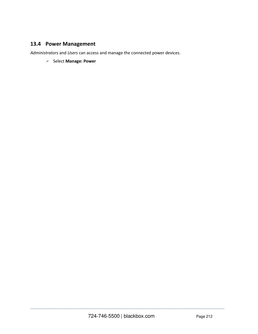 Black Box LES1232A, LES1332A, LES1408A, LES144BA, LES1416A, LES1348A, LES1432A, LES1316A Power Management,  Select Manage Power 