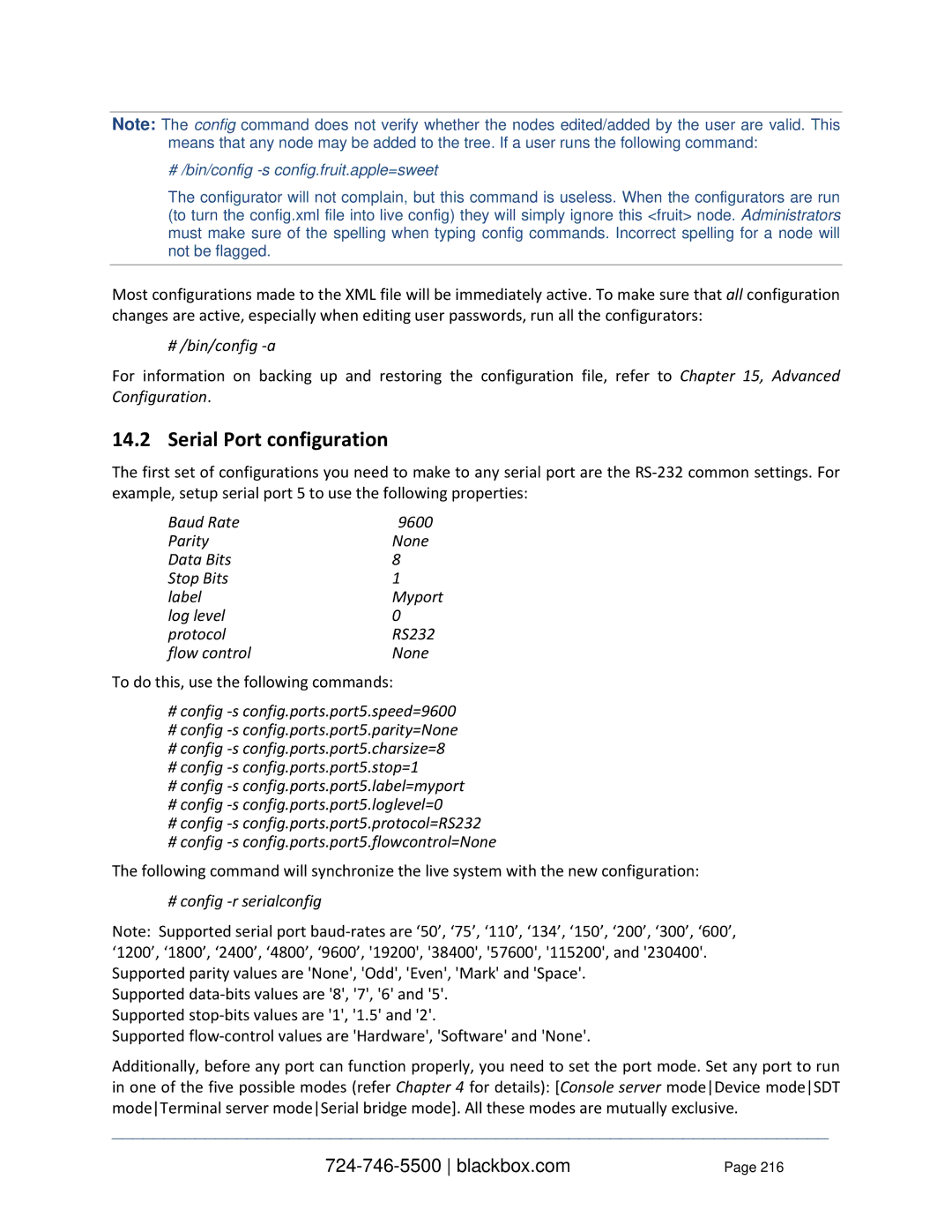 Black Box LES1248A-R2, LES1332A, LES1408A, LES144BA, LES1416A, LES1348A, LES1432A, LES1316A, LES1308A Serial Port configuration 