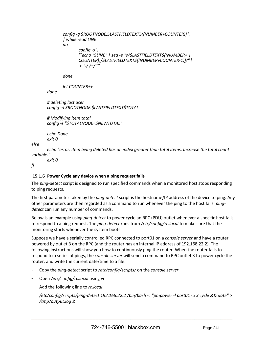 Black Box LES1416A, LES1332A, LES1408A, LES144BA, LES1348A, LES1432A, LES1316A Power Cycle any device when a ping request fails 