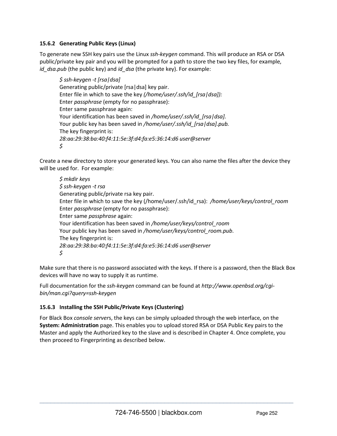 Black Box LES1132A Generating Public Keys Linux, $ ssh-keygen -t rsadsa, 28aa2938ba40f4115e3fd4fae53614d6 user@server 