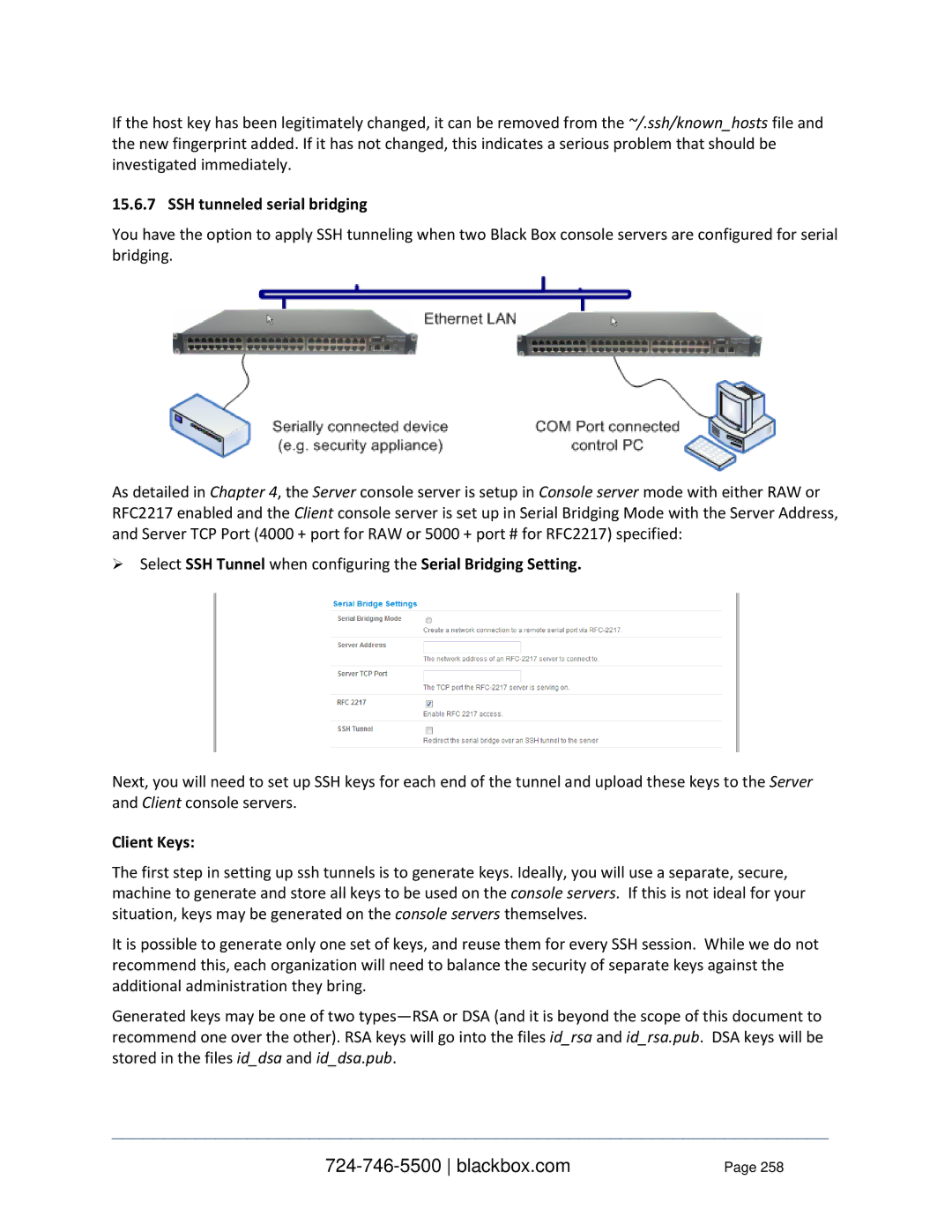 Black Box LES1416A, LES1332A, LES1408A, LES144BA, LES1348A, LES1432A, LES1316A SSH tunneled serial bridging, Client Keys 