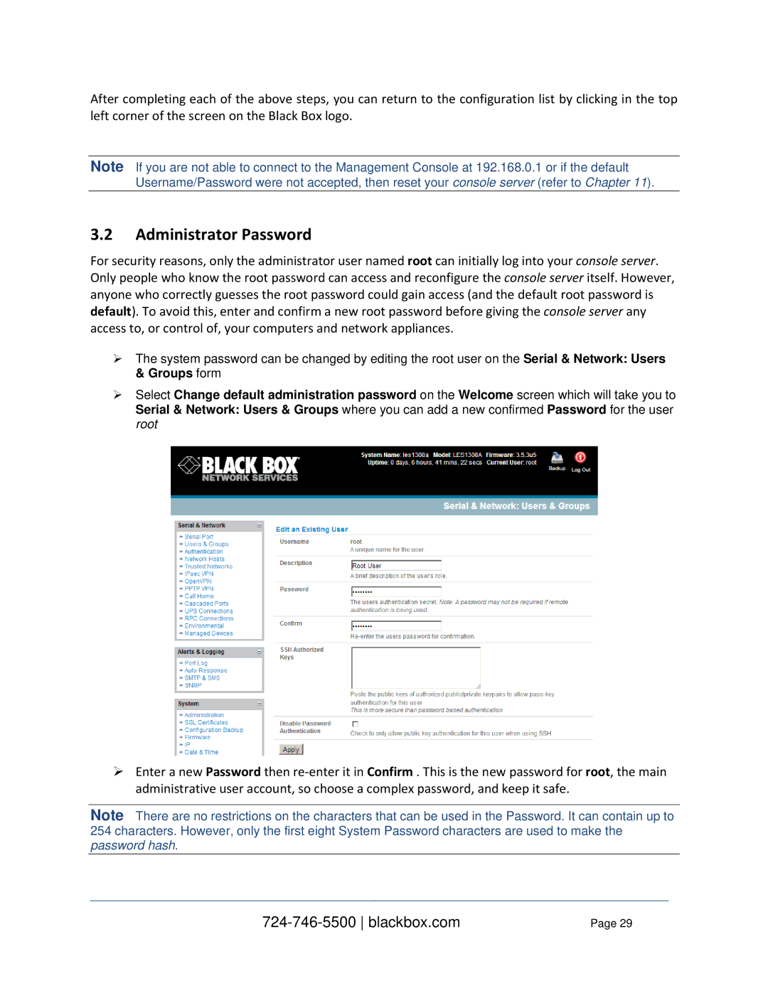 Black Box LES1248A-R2, LES1332A, LES1408A, LES144BA, LES1416A, LES1348A, LES1432A, LES1316A, LES1308A Administrator Password 