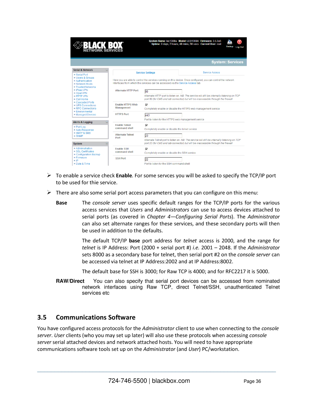 Black Box LES144BA, LES1332A, LES1408A, LES1416A, LES1348A, LES1432A, LES1316A, LES1308A, LES1232A Communications Software 