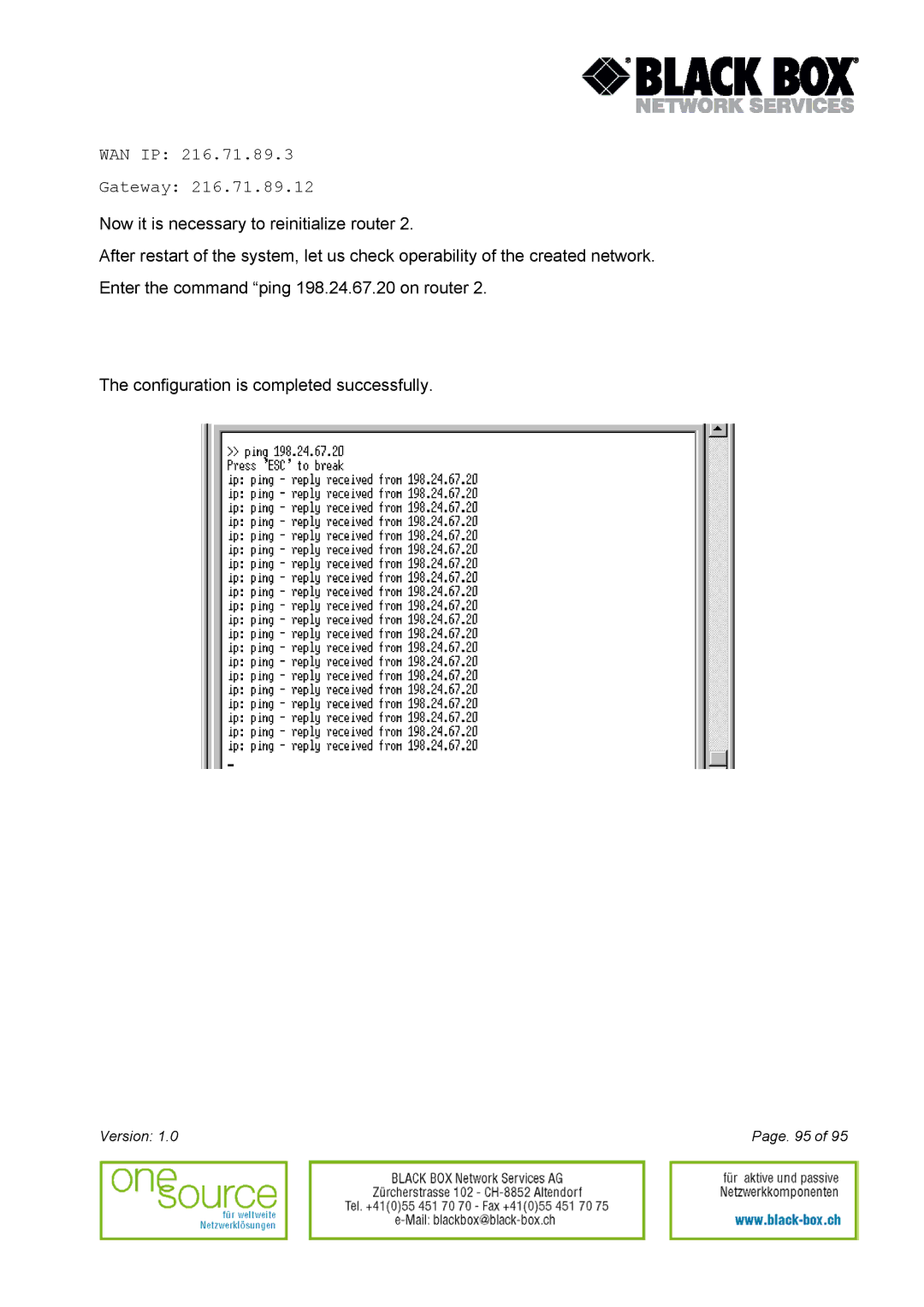 Black Box Version 1.0 user manual WAN IP Gateway 