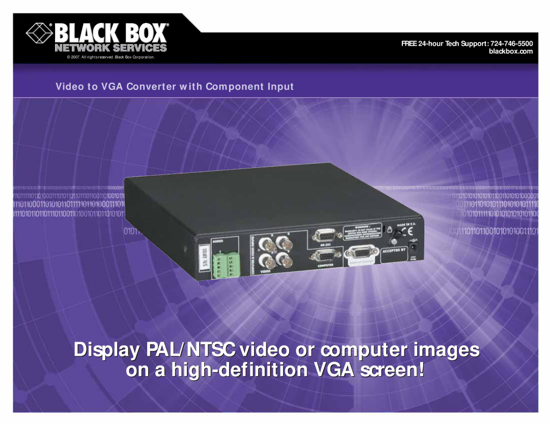 Black Box manual Video to VGA Converter with Component Input 