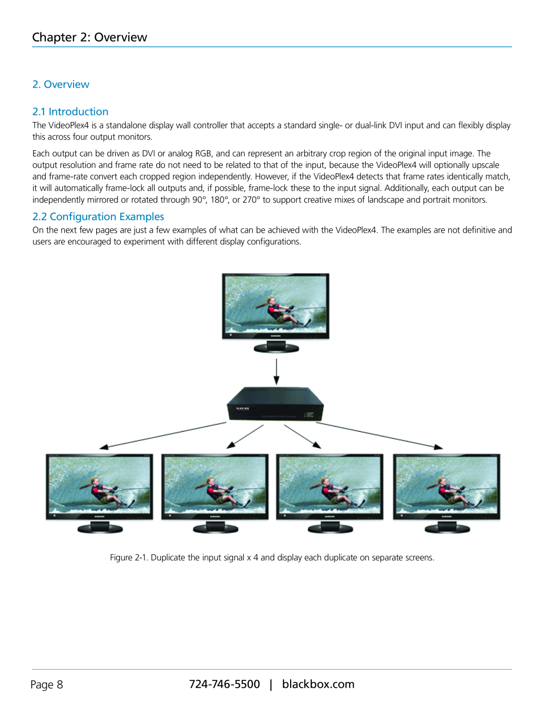 Black Box VSC-VPLEX4, VideoPlex4 Video Wall Controller manual Overview 2.1 Introduction, Configuration Examples, Page 