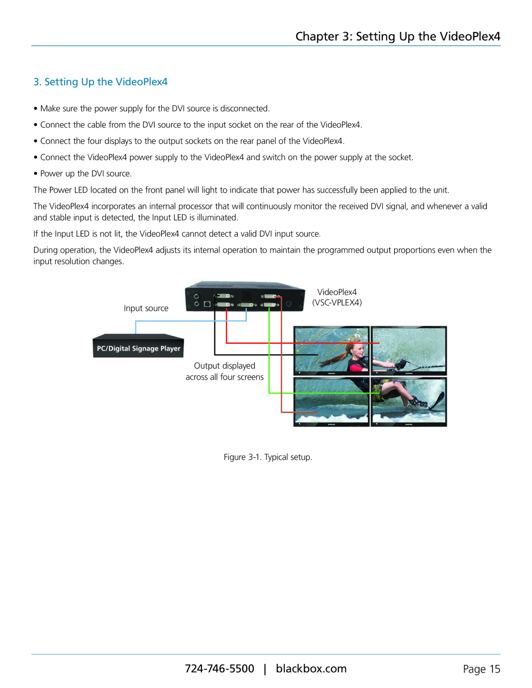 Black Box VideoPlex4 Video Wall Controller, VSC-VPLEX4 manual Setting Up the VideoPlex4 