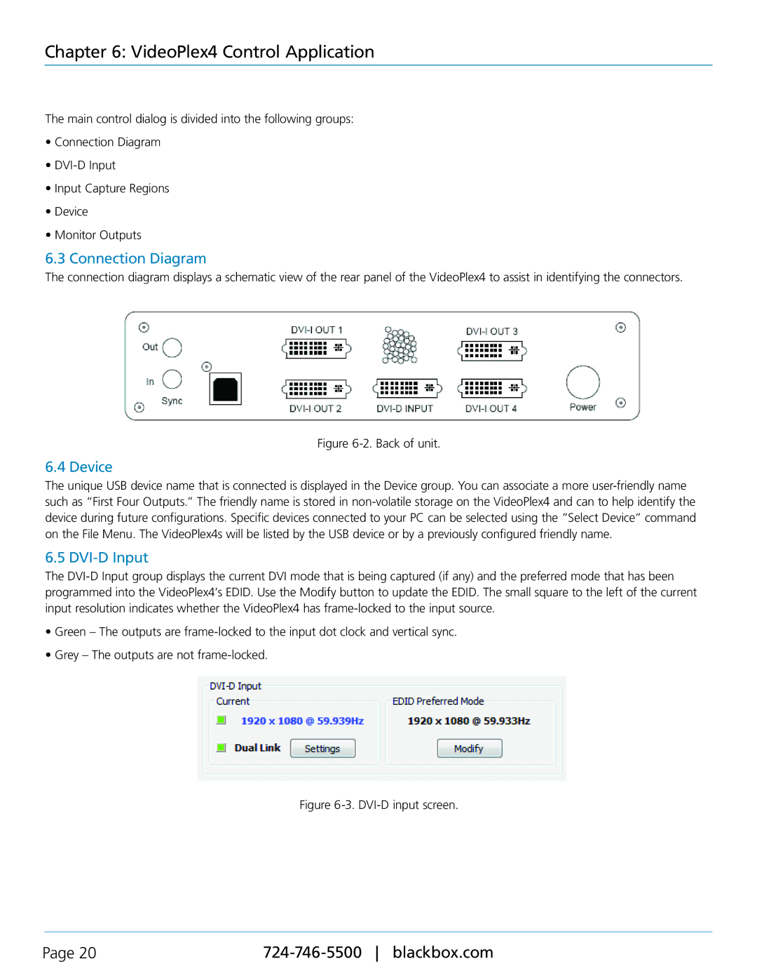 Black Box VSC-VPLEX4, VideoPlex4 Video Wall Controller manual Connection Diagram, Device, DVI-D Input 