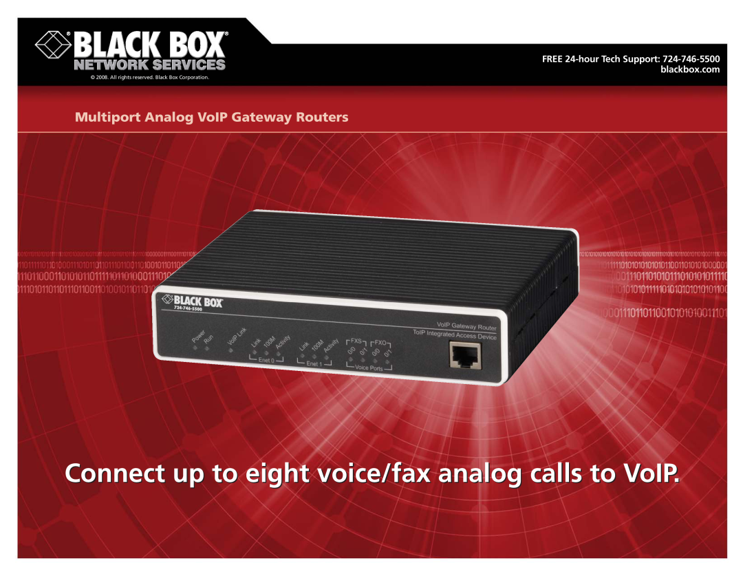 Black Box VOE231A manual Multiport Analog VoIP Gateway Routers, All rights reserved. Black Box Corporation 
