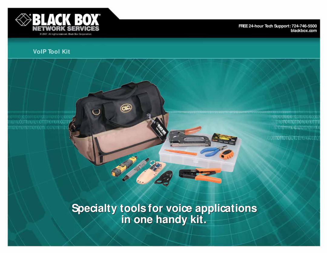 Black Box VoIP Tool Kit manual Specialty tools for voice applications One handy kit 