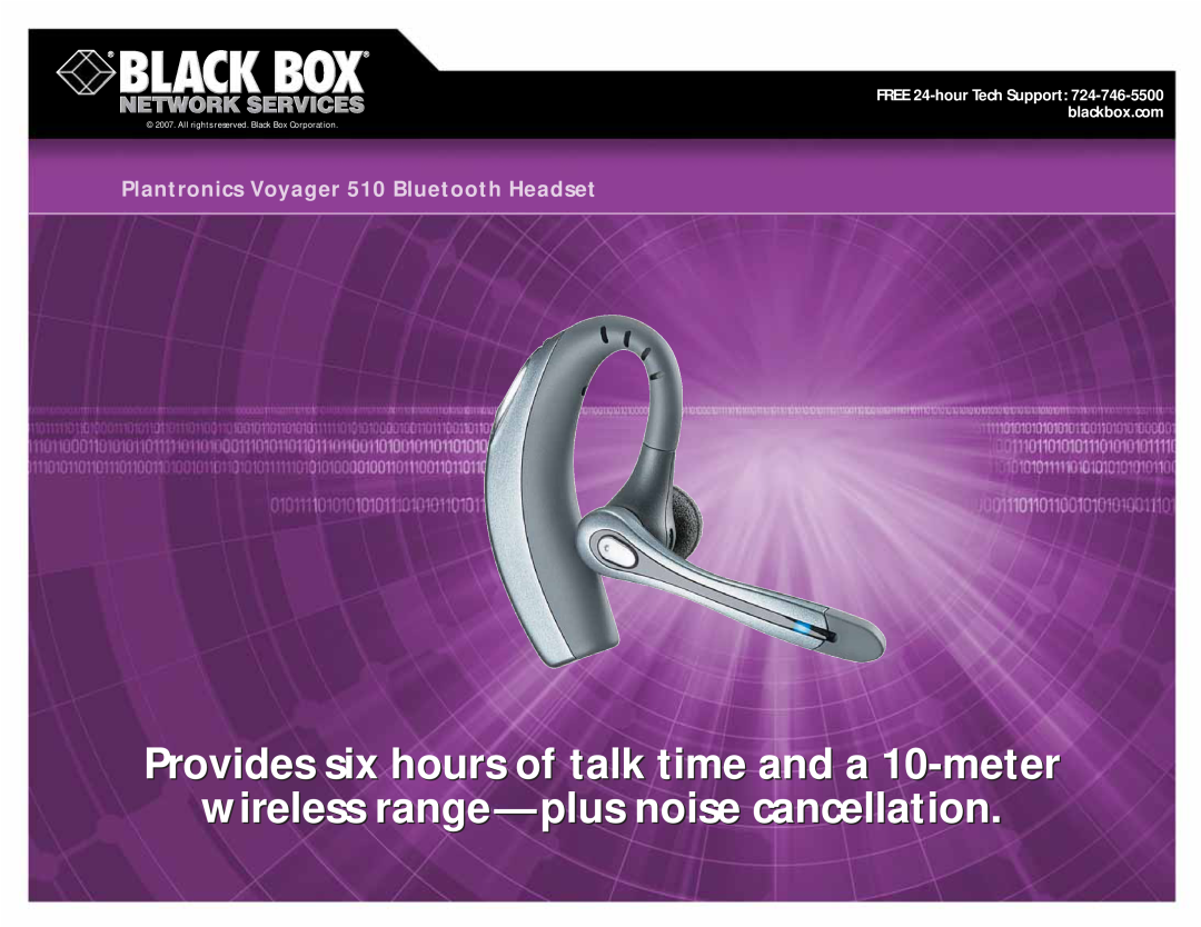 Black Box manual wireless range-plusnoise cancellationon, Plantronics Voyager 510 Bluetooth Headset 