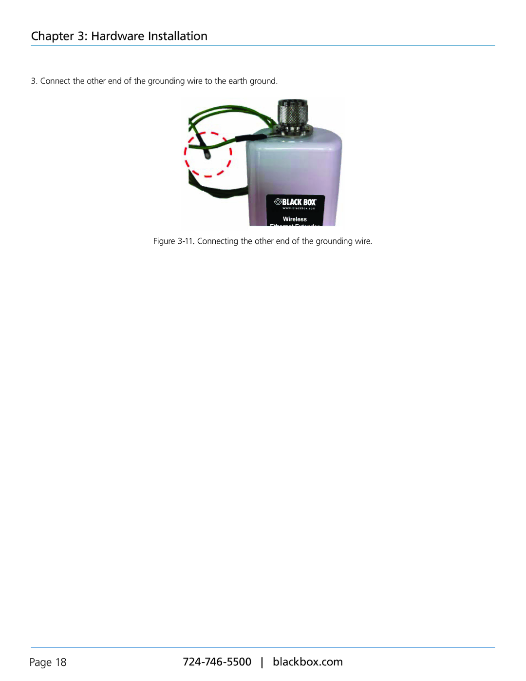 Black Box LWE100A-W1, LWE100AE-KIT, LWE100A-KIT-W1, LWE100A-KIT-W2 Connecting the other end of the grounding wire 