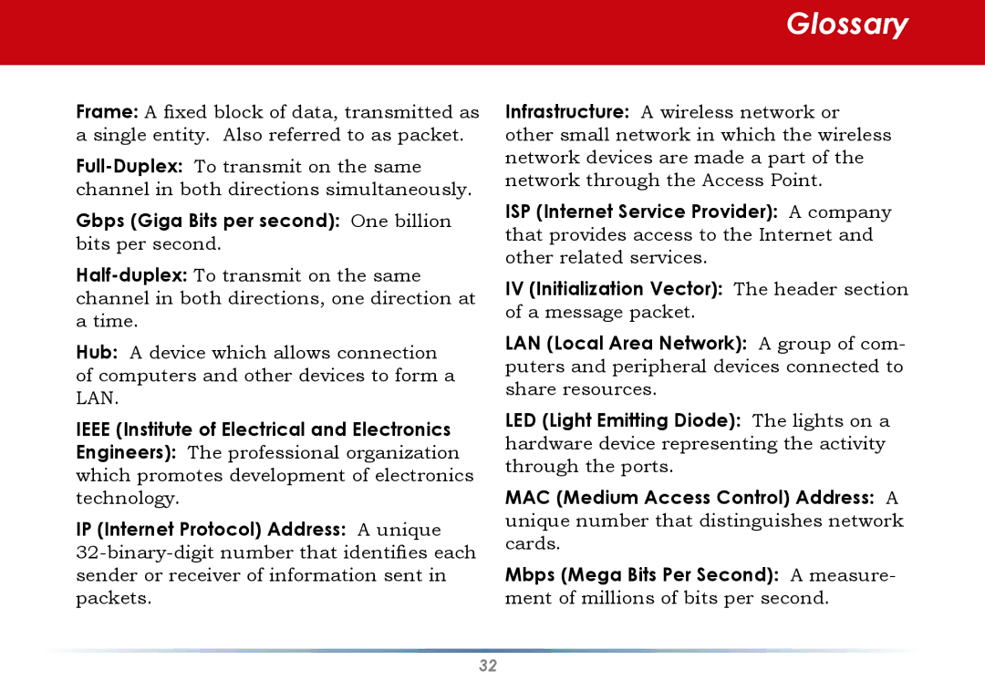 Black Box WLI-CB-G54HP user manual Gbps Giga Bits per second One billion bits per second 