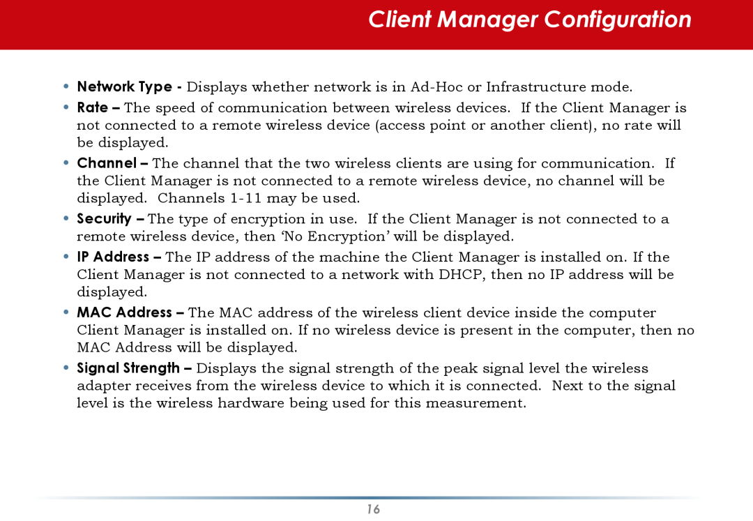 Black Box WLI-CB-G54S user manual Client Manager Configuration 