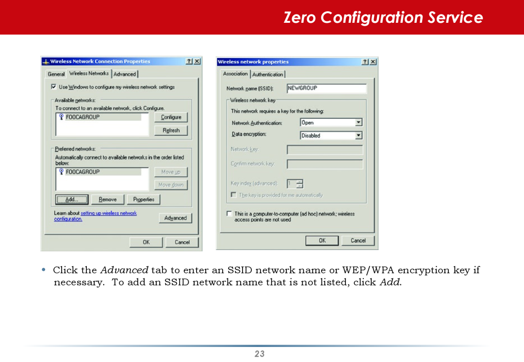 Black Box WLI-CB-G54S user manual Zero Configuration Service 