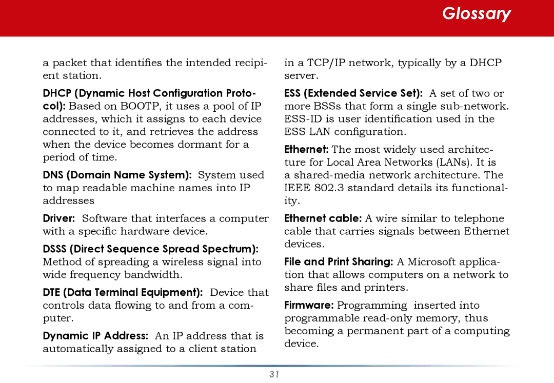 Black Box WLI-CB-G54S user manual Glossary 