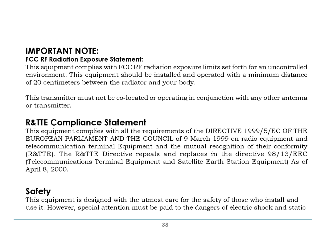 Black Box WLI-CB-G54S user manual Important Note 