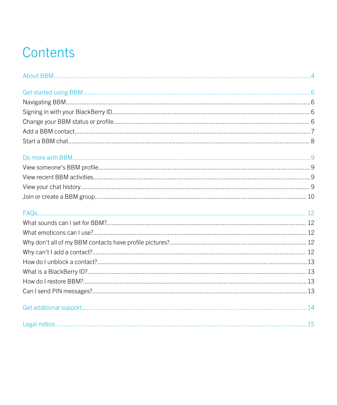 Blackberry 1 manual Contents 