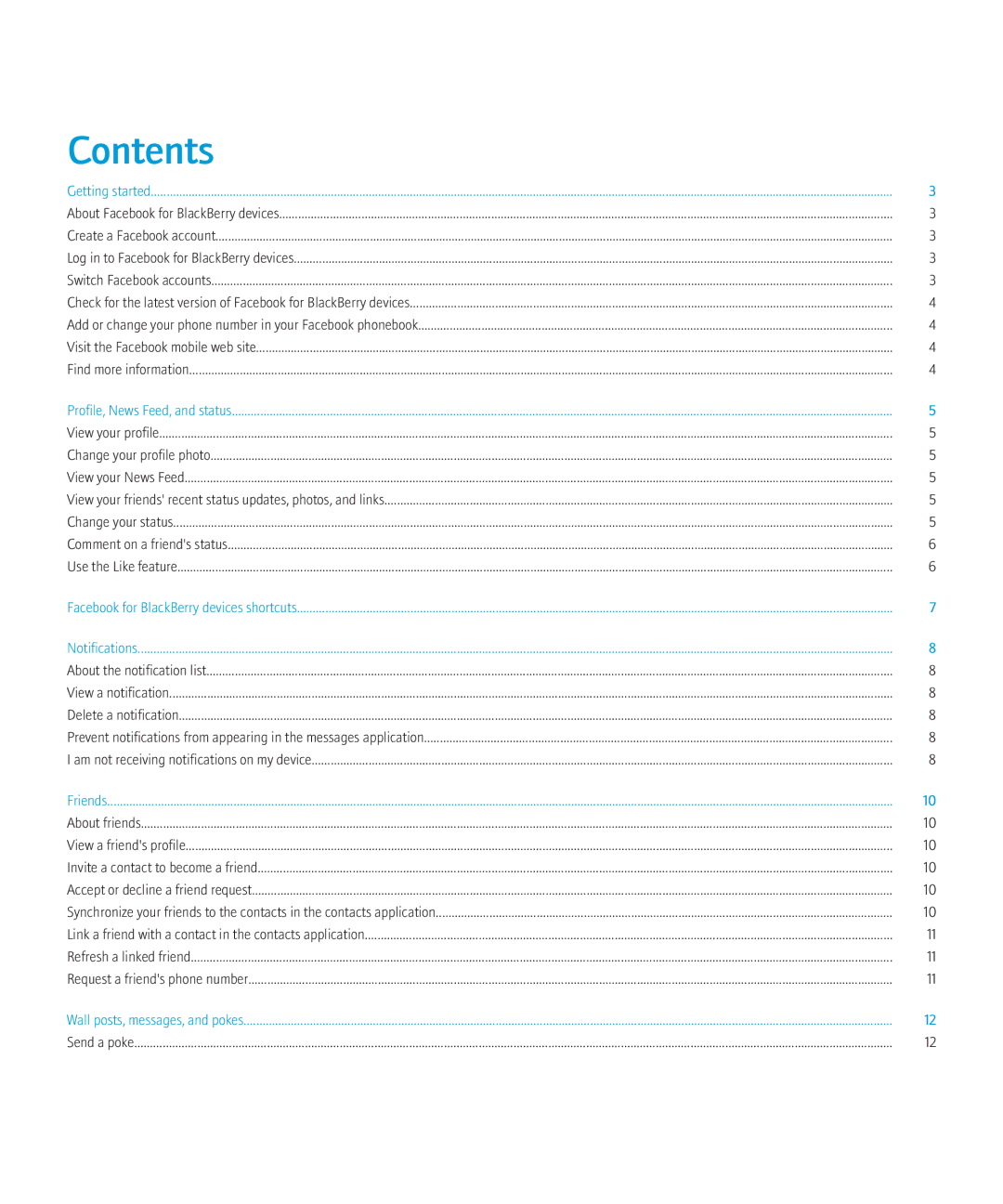 Blackberry 1.7 manual Contents 