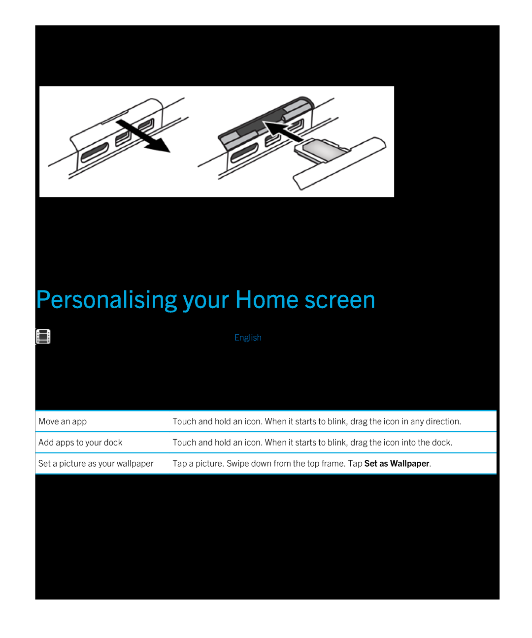 Blackberry 2.0.1 manual Personalising your Home screen 