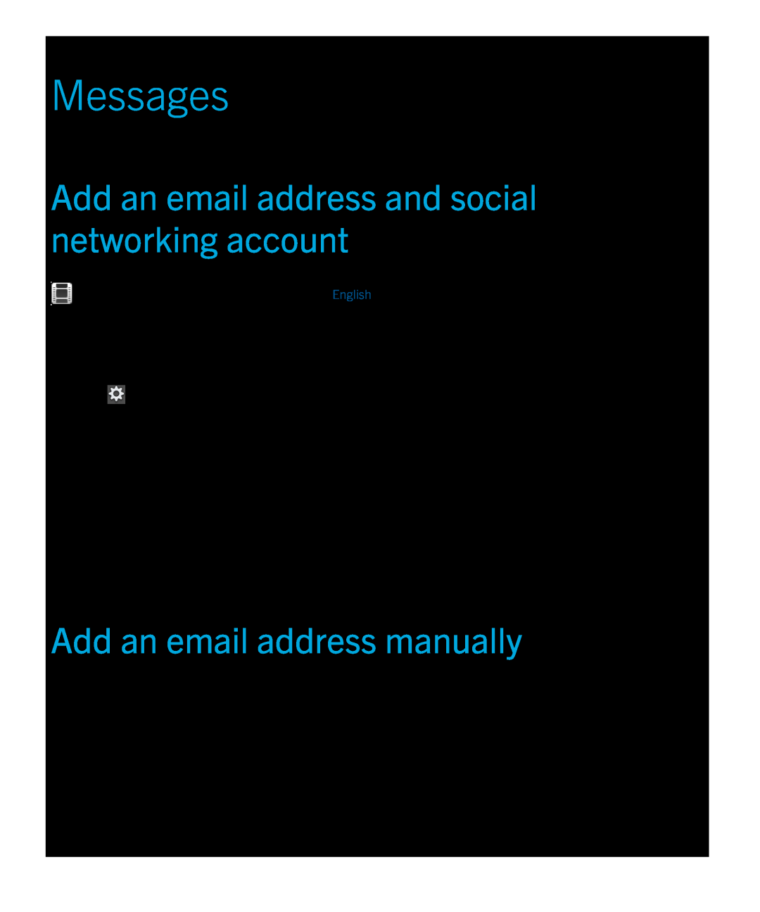 Blackberry 2.0.1 Messages, Add an email address and social networking account, Add an email address manually, Tap Continue 