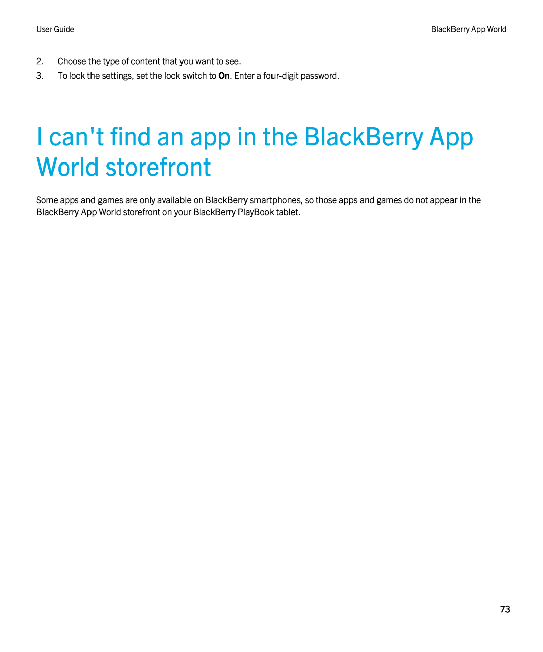 Blackberry 2.0.1 manual I cant find an app in the BlackBerry App World storefront 