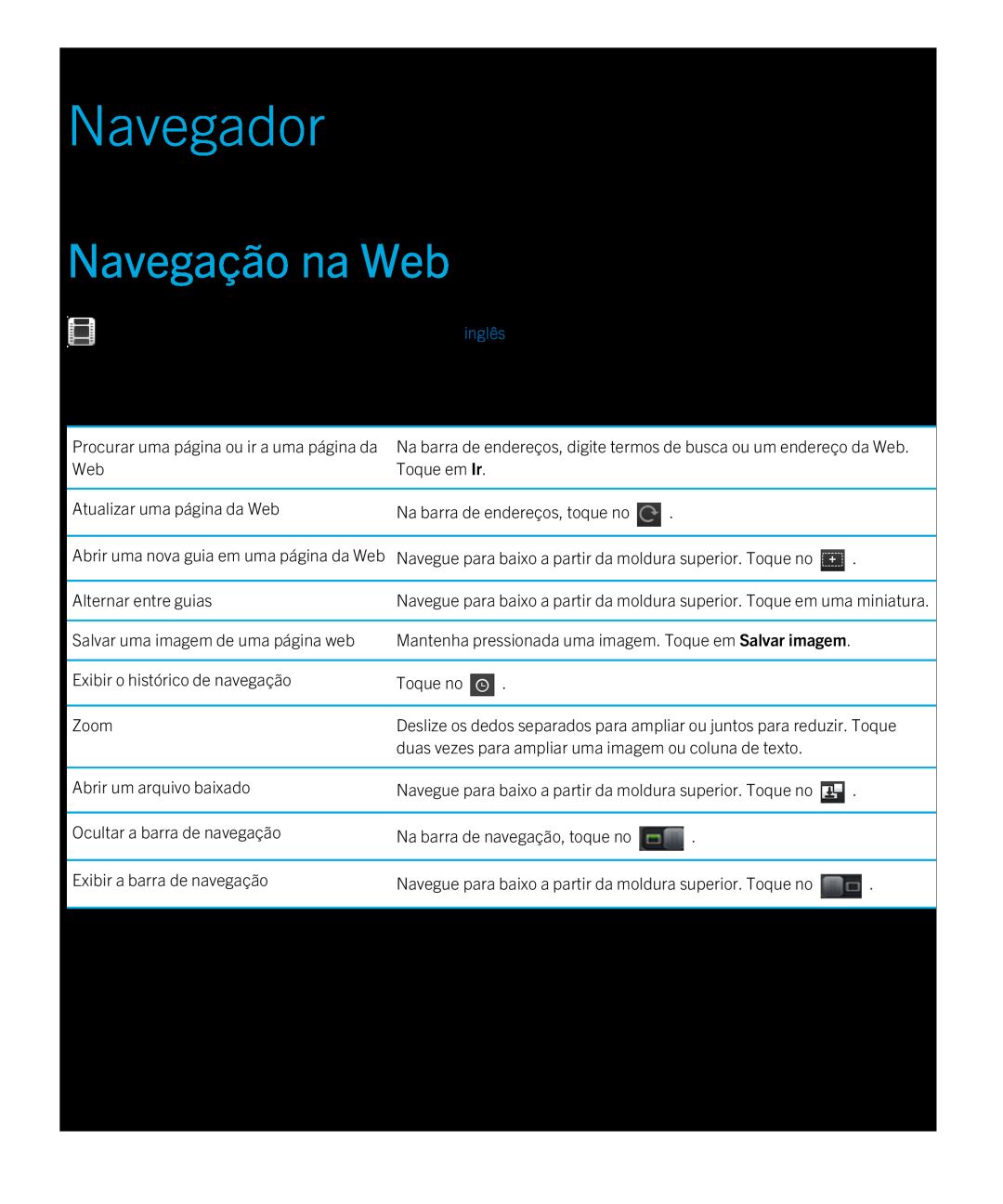 Blackberry 2.0.1 manual Navegador, Navegação na Web 