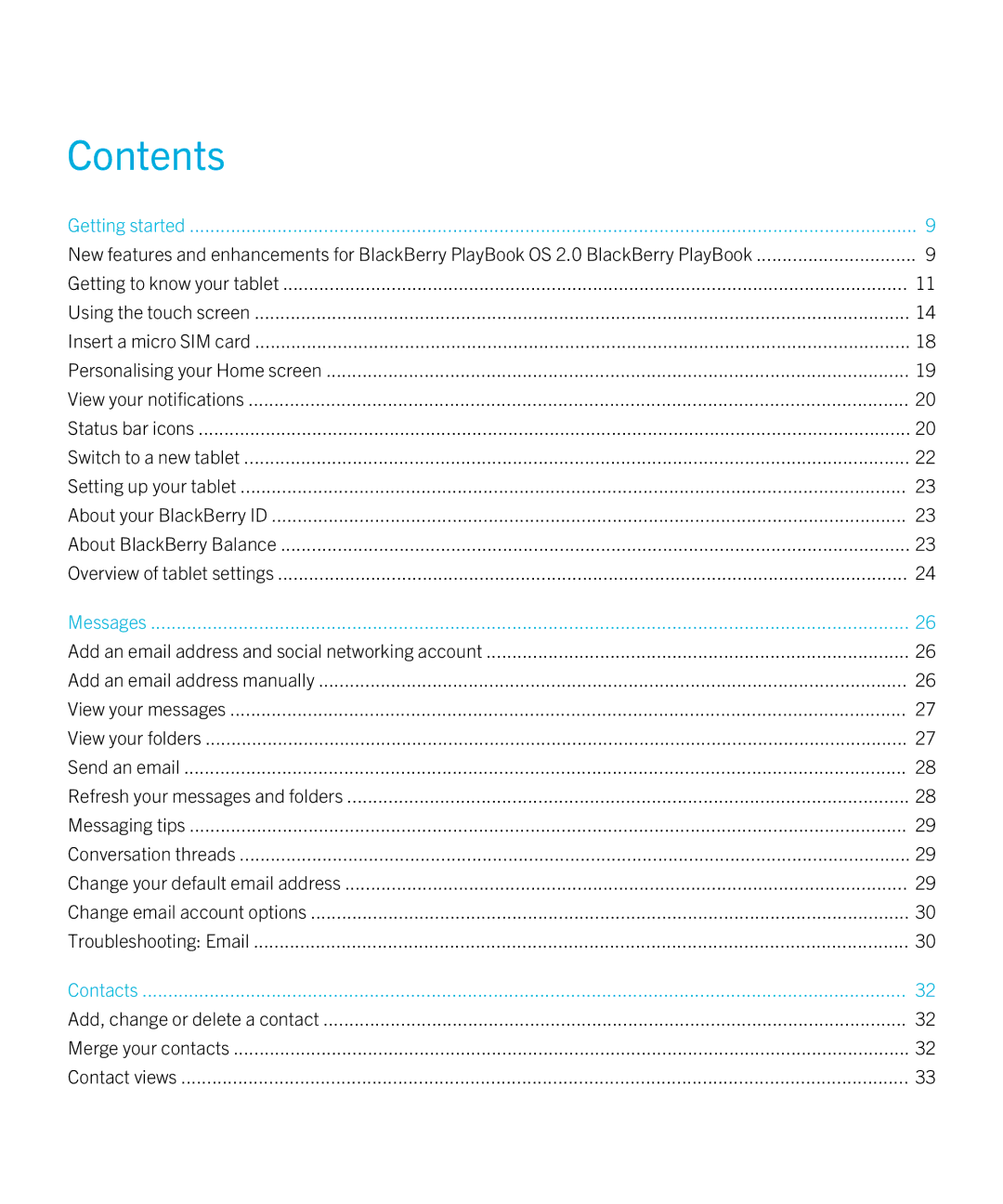 Blackberry 2.0.1 manual Contents 