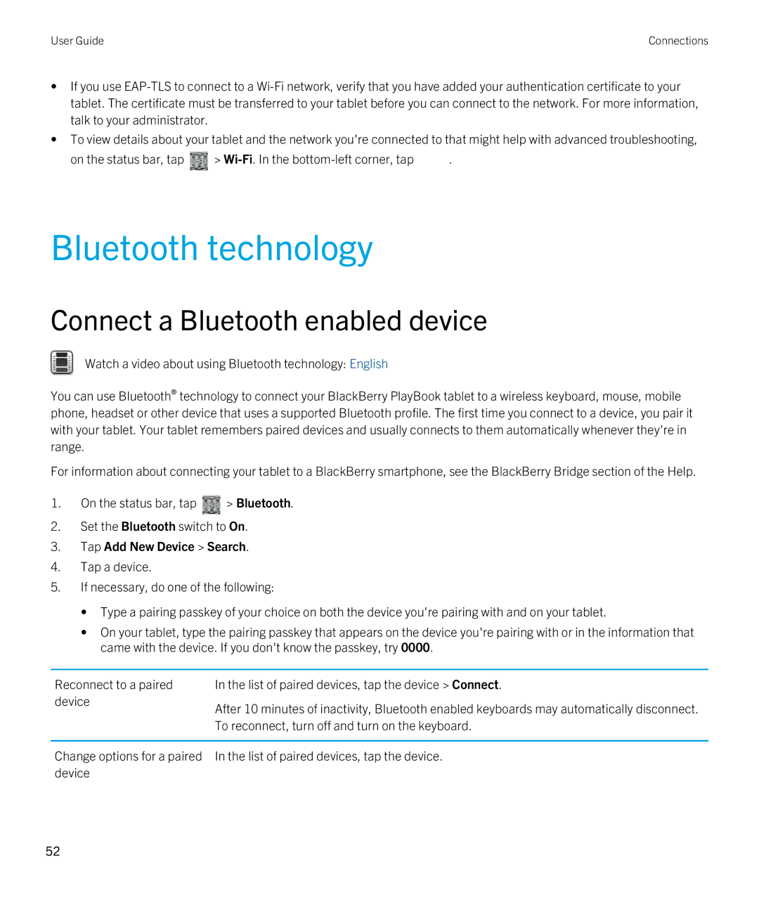 Blackberry 2.0.1 manual Bluetooth technology, Connect a Bluetooth enabled device, Tap Add New Device Search 