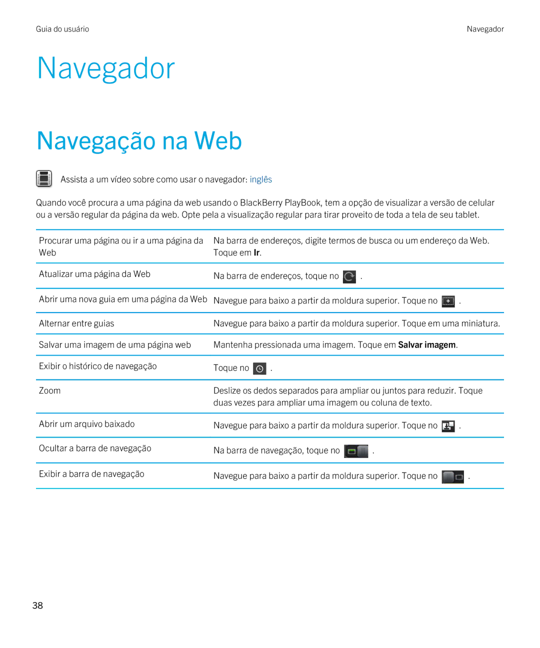 Blackberry 2.0.1 manual Navegador, Navegação na Web, Assista a um vídeo sobre como usar o navegador inglês 