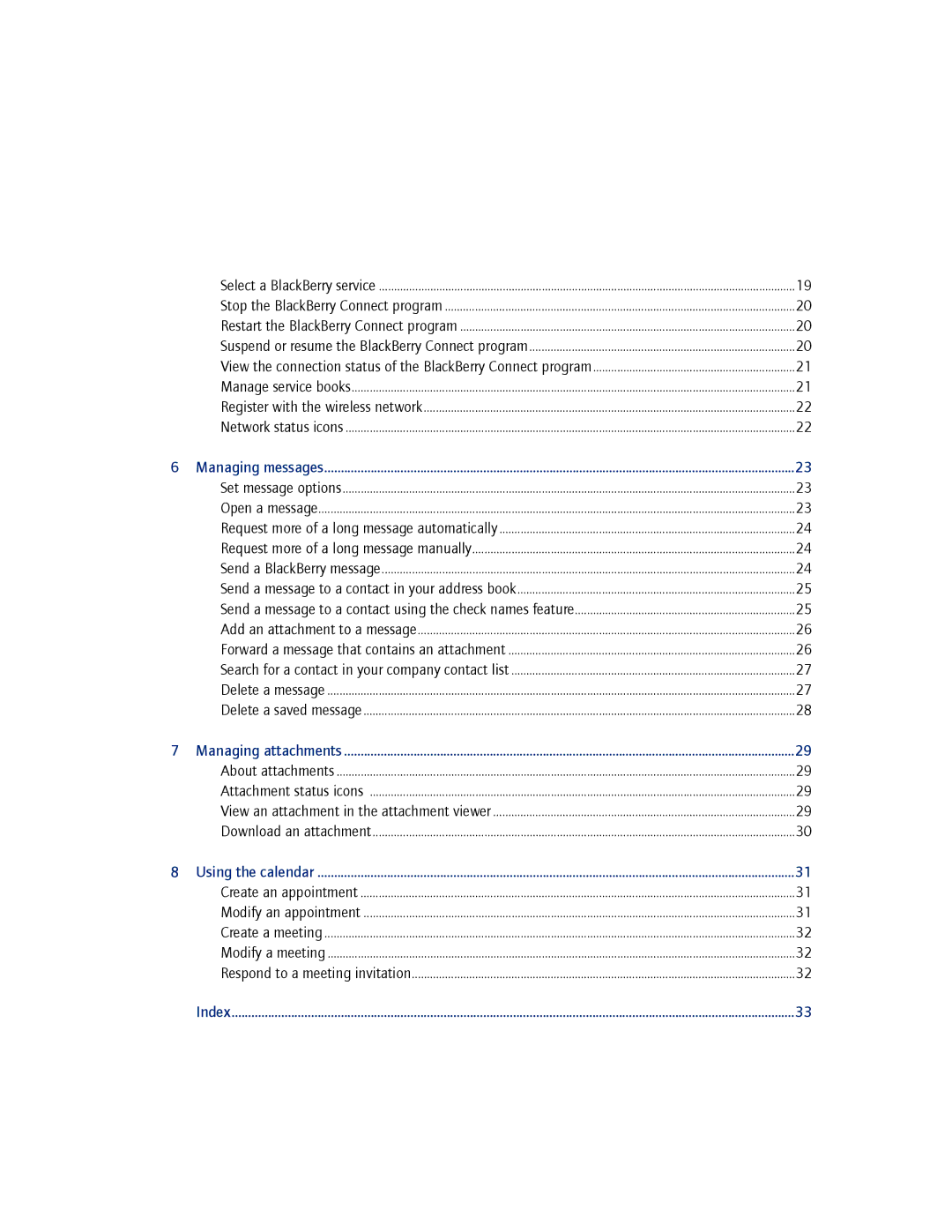 Blackberry 2.1 manual Managing attachments 