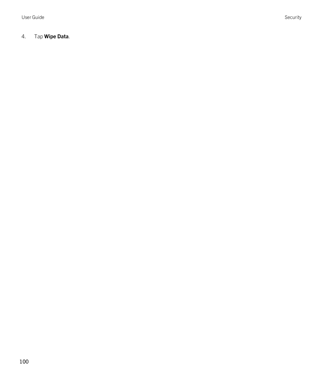 Blackberry 2.1 manual Tap Wipe Data, 100 