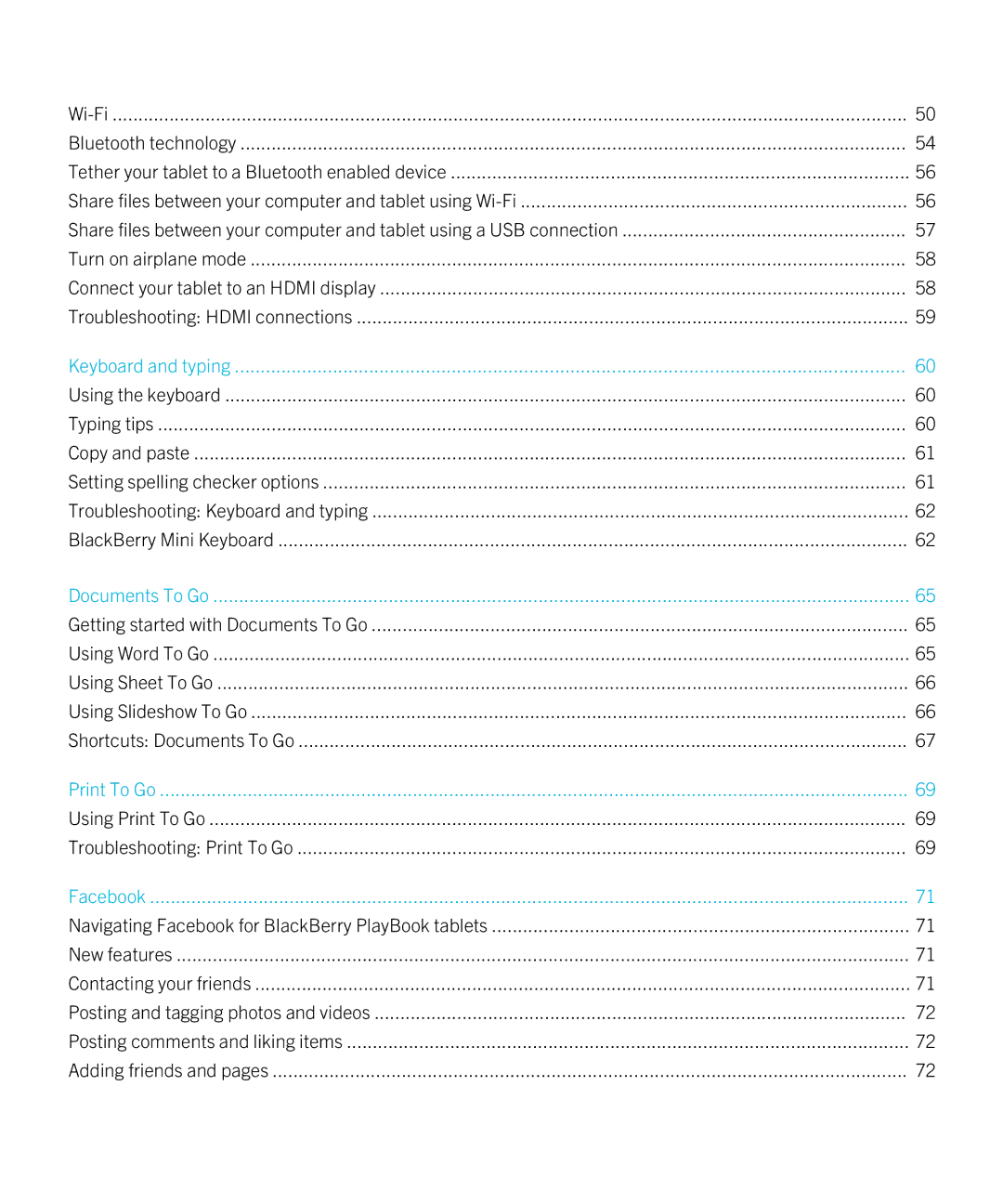 Blackberry 2.1 manual Keyboard and typing, Using Print To Go Troubleshooting Print To Go 