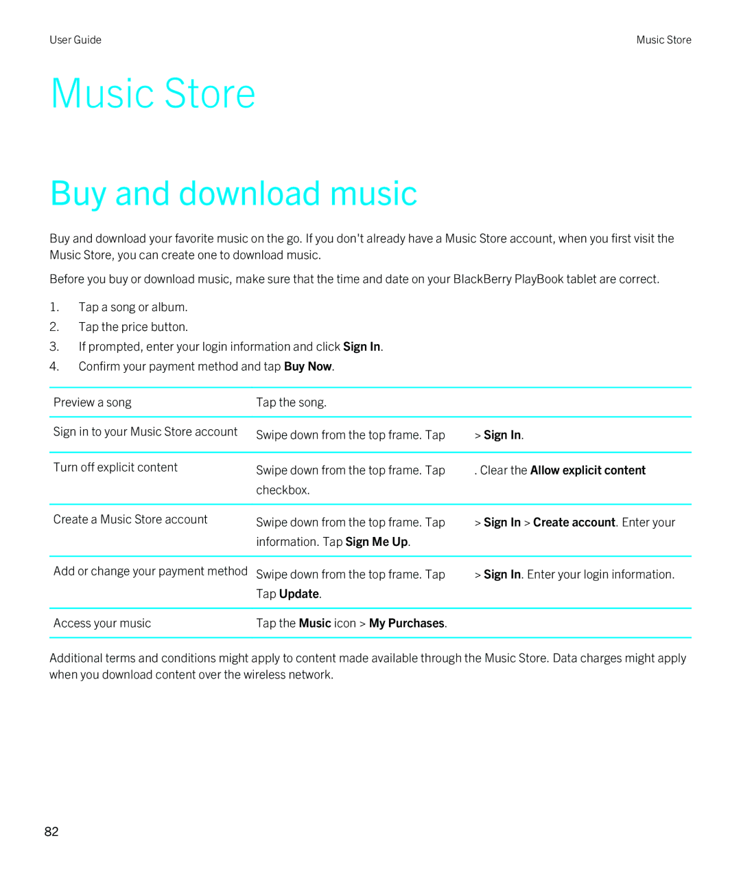 Blackberry 2.1 manual Music Store, Buy and download music 