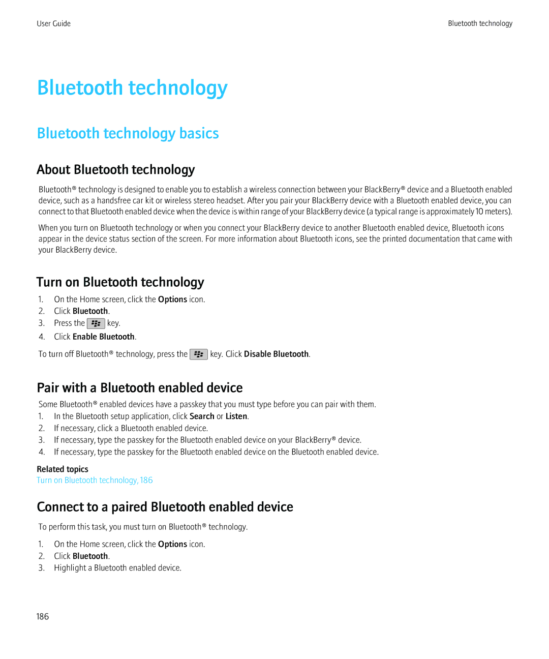 Blackberry 3980228 manual Bluetooth technology basics 