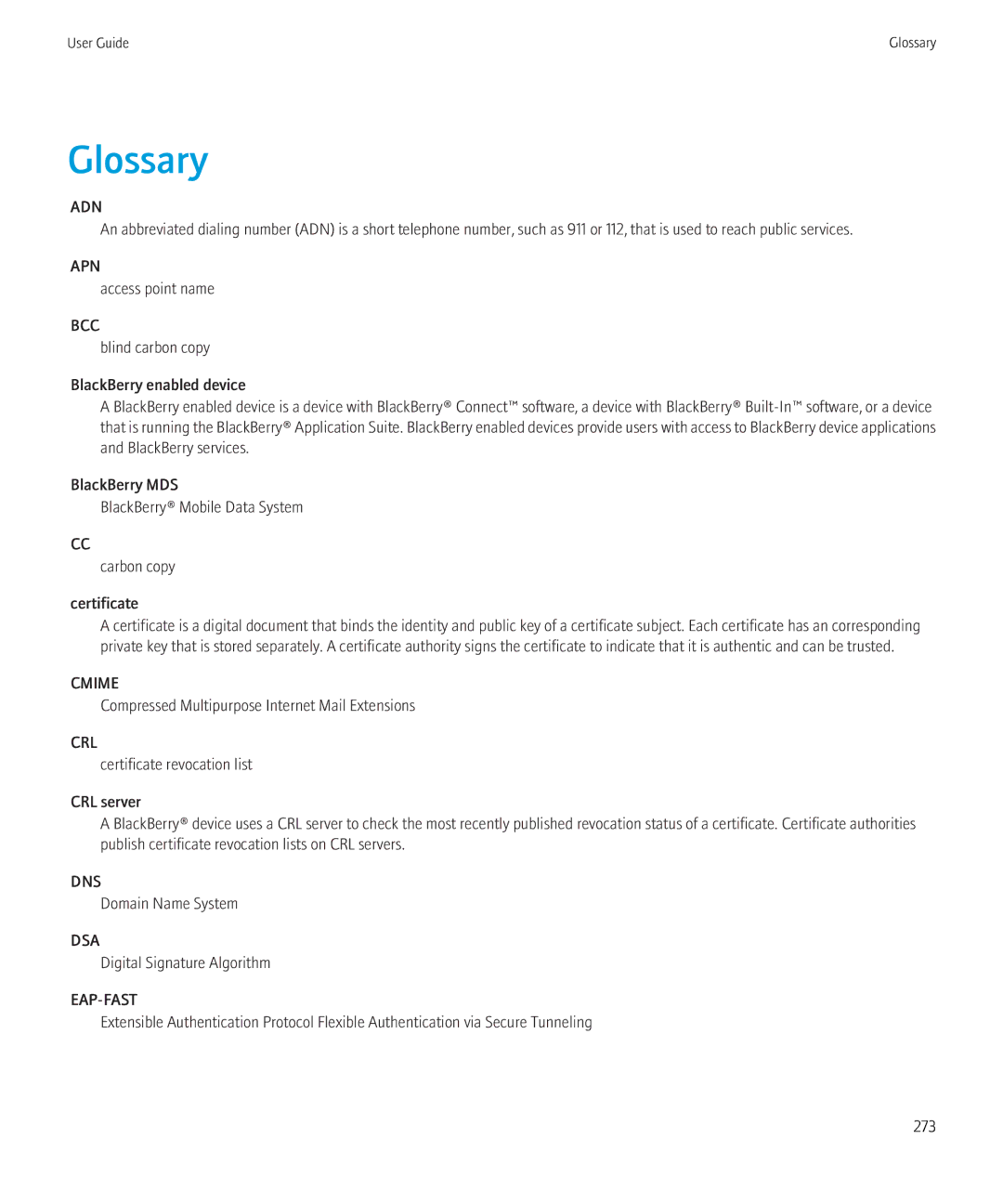 Blackberry 3980228 manual Glossary, Adn 