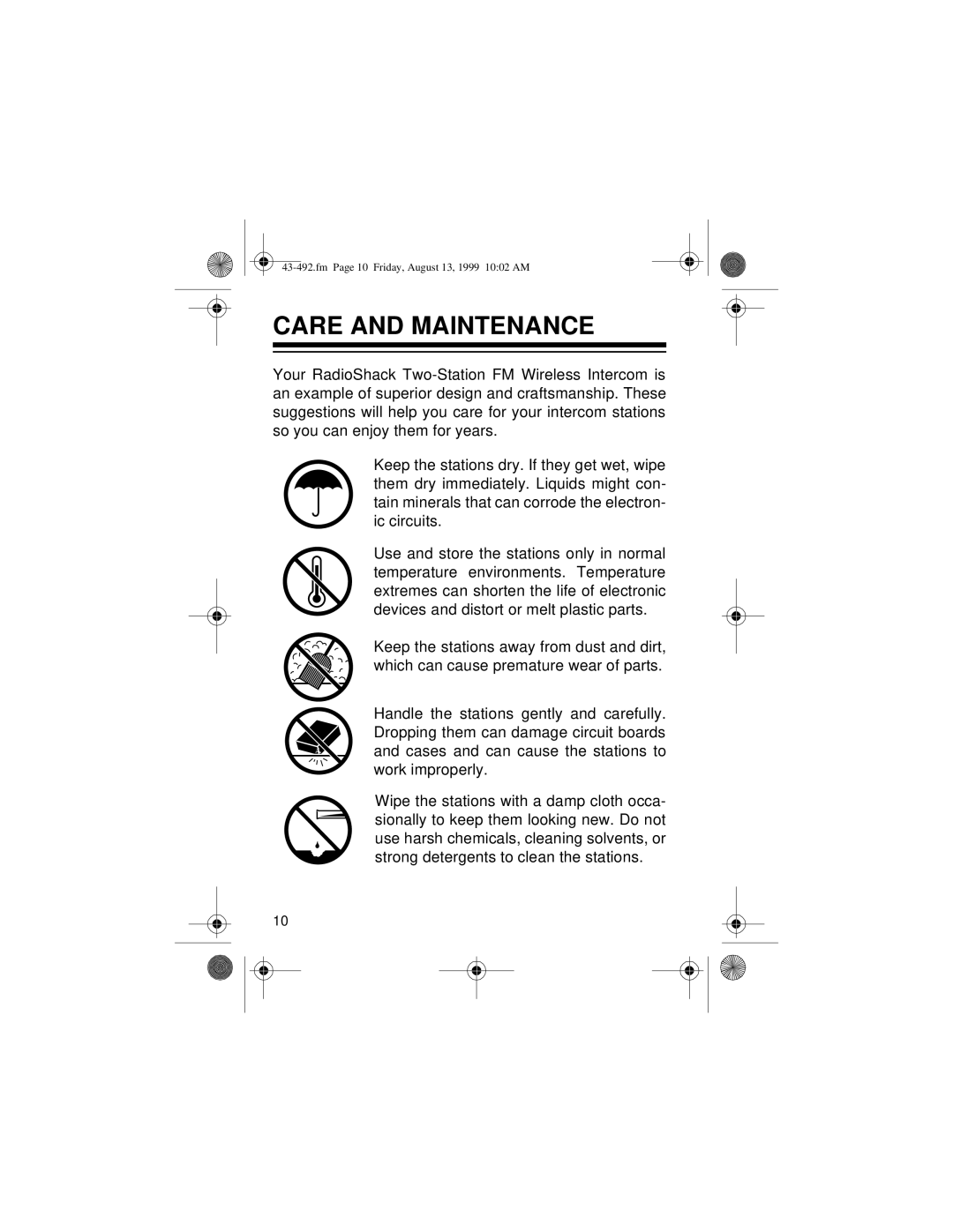 Blackberry 43-492 owner manual Care and Maintenance 