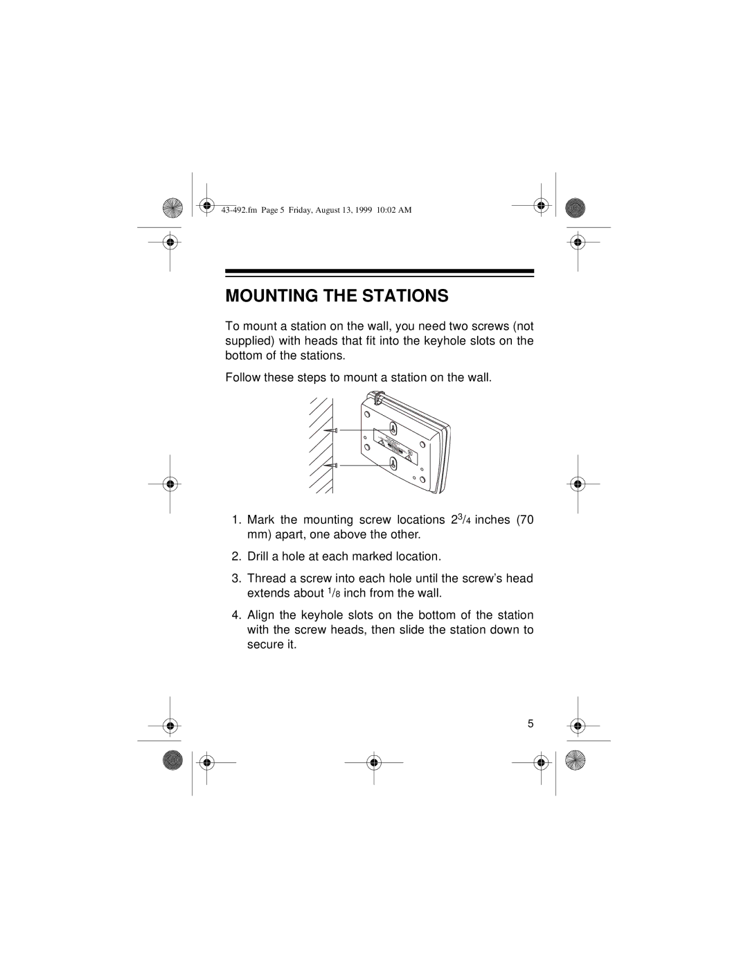 Blackberry 43-492 owner manual Mounting the Stations 