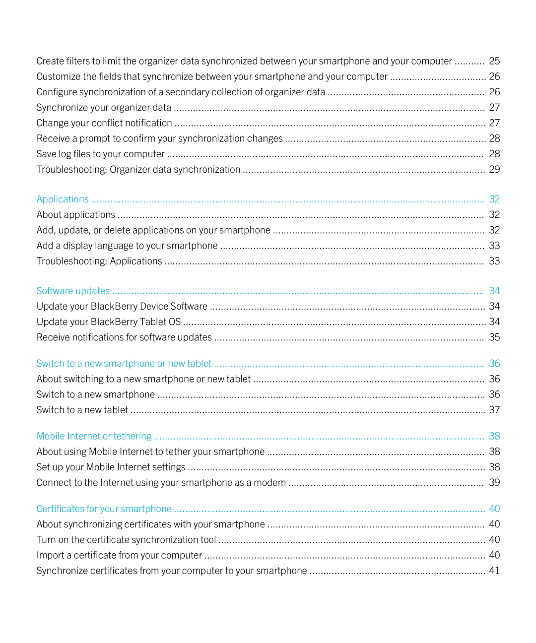 Blackberry 7.1 manual Applications 