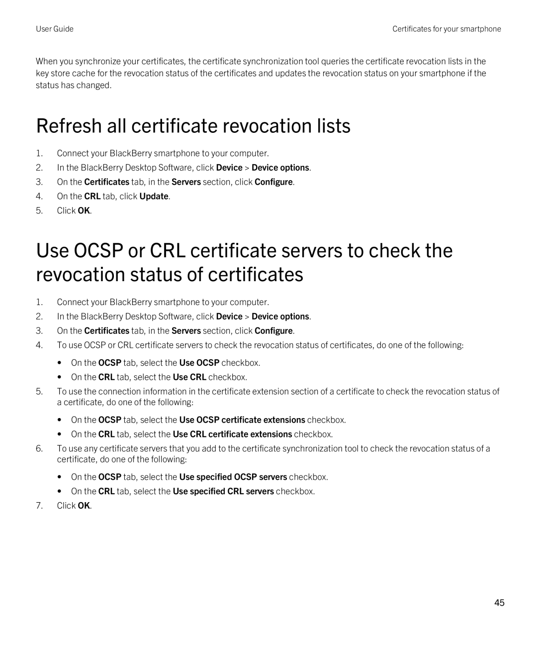 Blackberry 7.1 manual Refresh all certificate revocation lists 