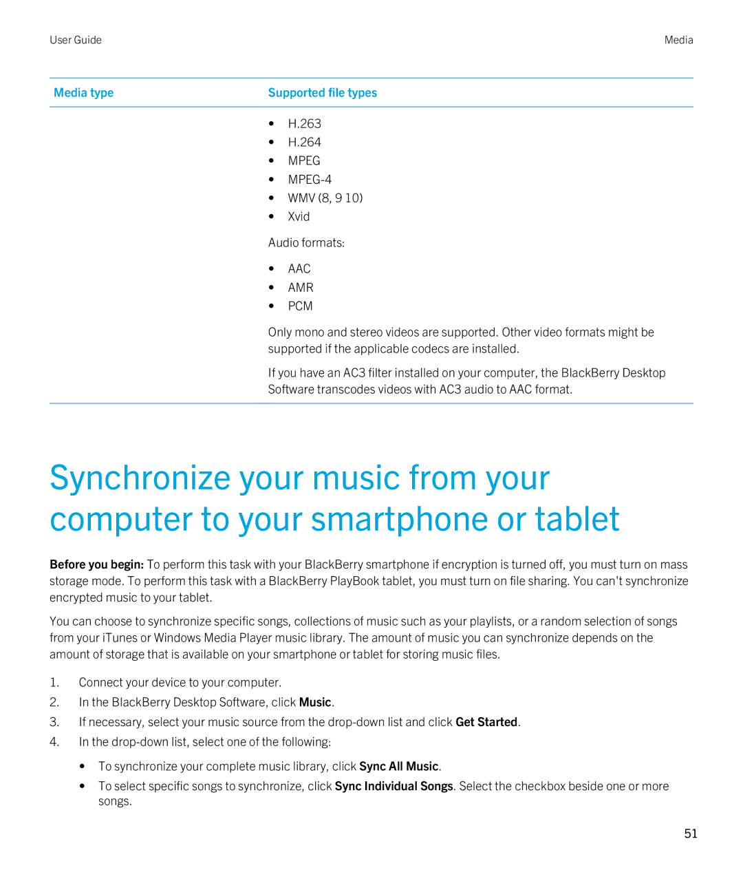 Blackberry 7.1 manual Media type 