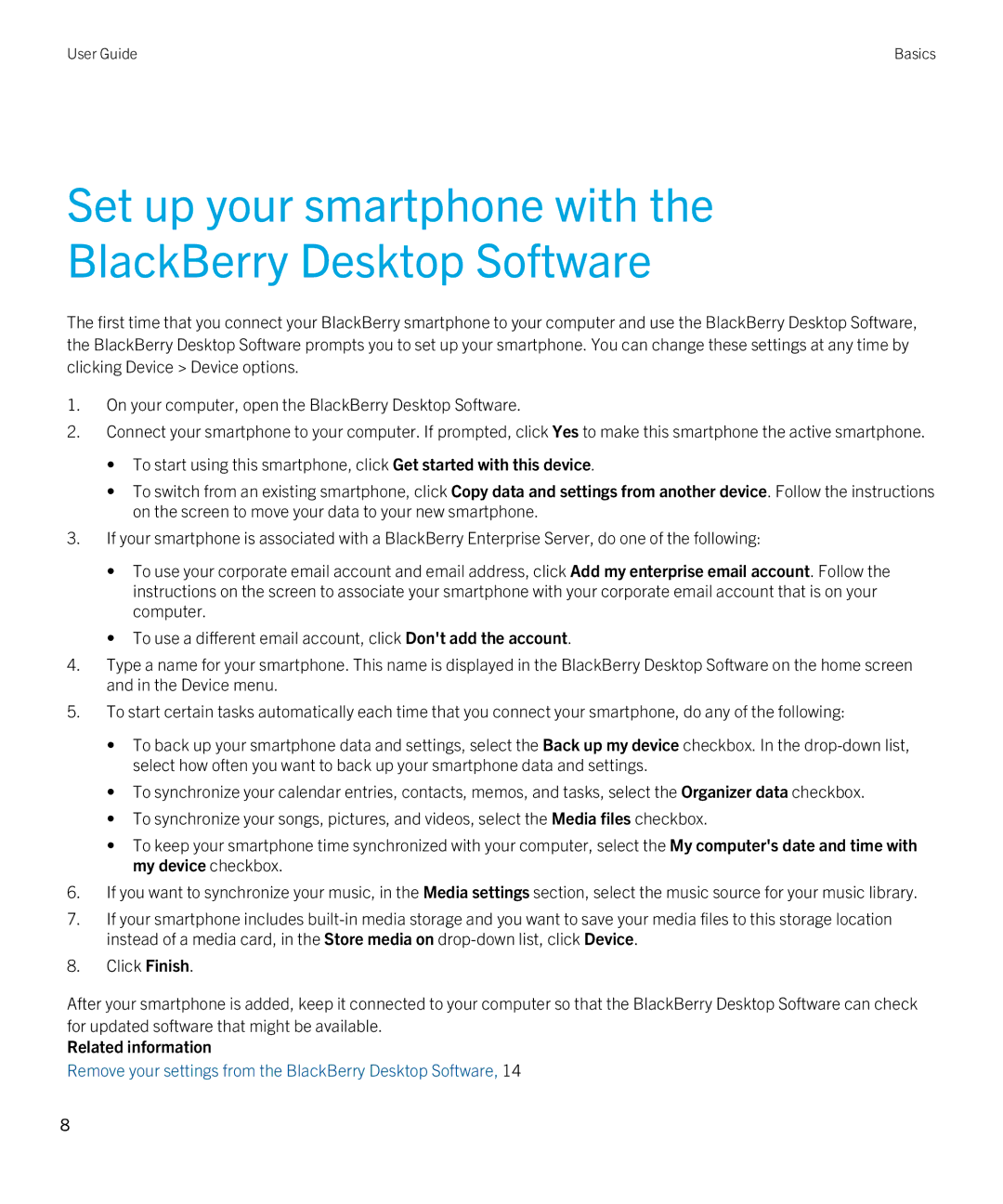 Blackberry 7.1 manual Set up your smartphone with BlackBerry Desktop Software 